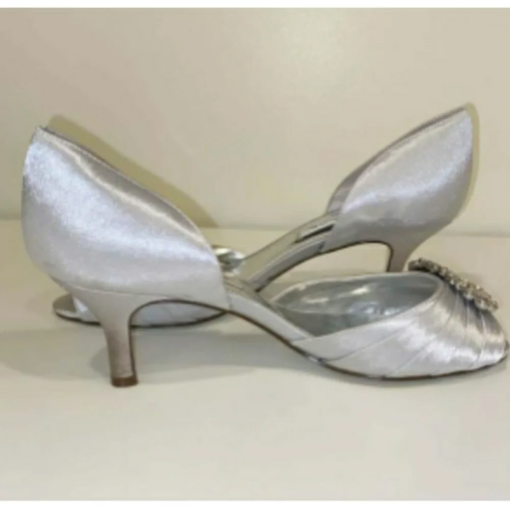 Nina Charisa Silver Satin Shoes